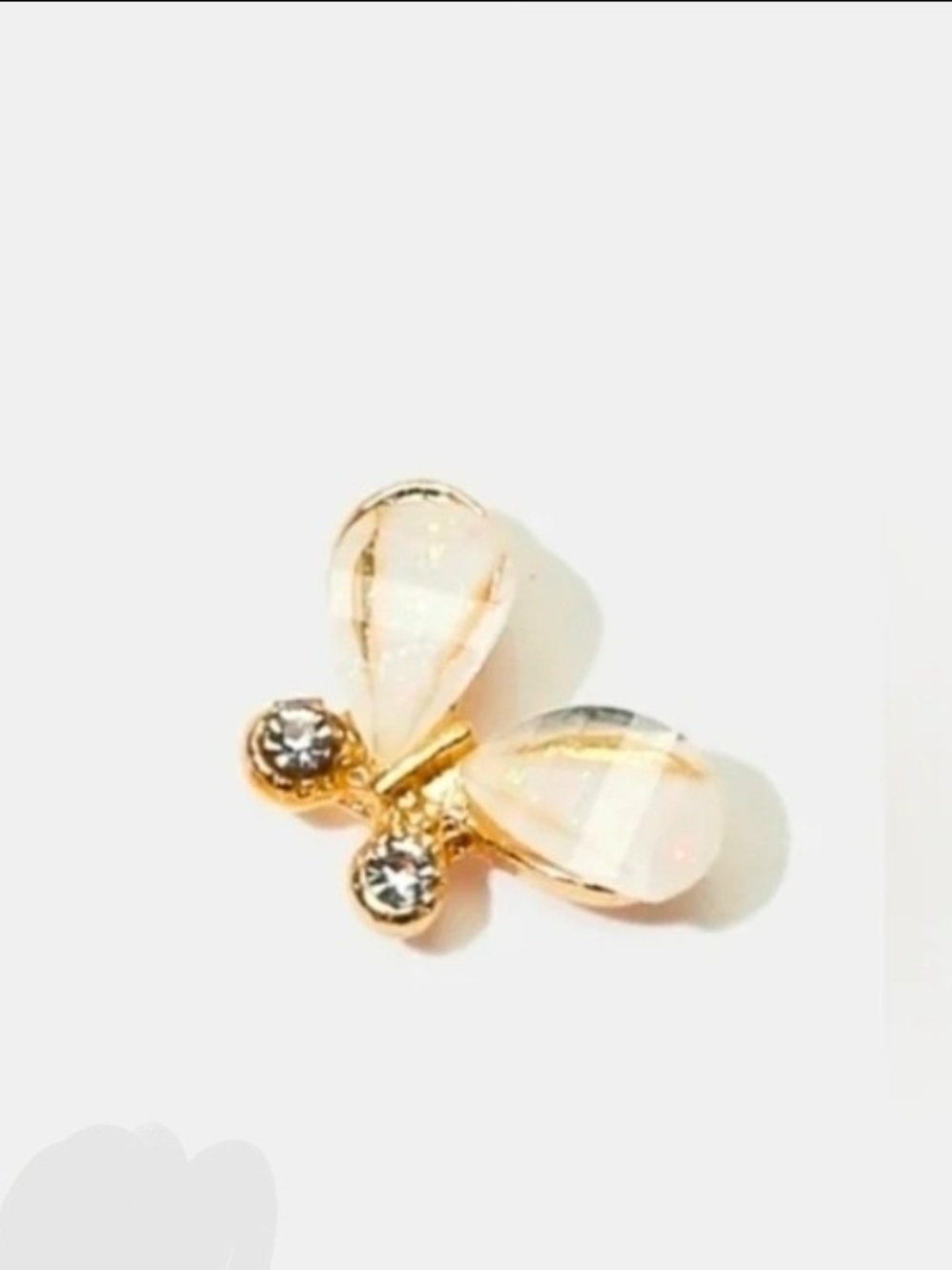 Silver Tone White Opal Butterfly Cubic Zirconia Stud Earrings BNIB